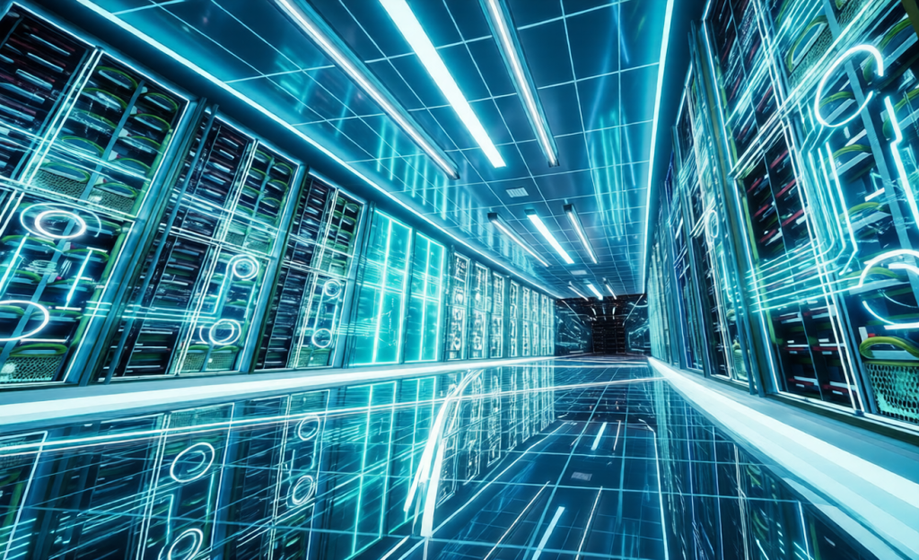 Futuristic, Tron-esque visual Data Center
