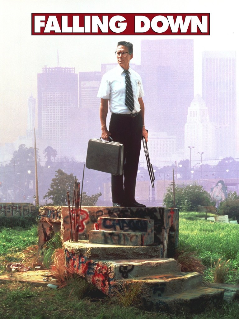 Falling Down Movie Poster, Michael Douglas, Los Angeles Downtown backdrop